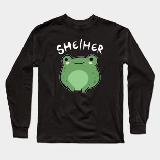 She / Her Frog: A Journey Through Cute Kawaii Characters Celebrating Femininity & Empowerment Long Sleeve T-Shirt